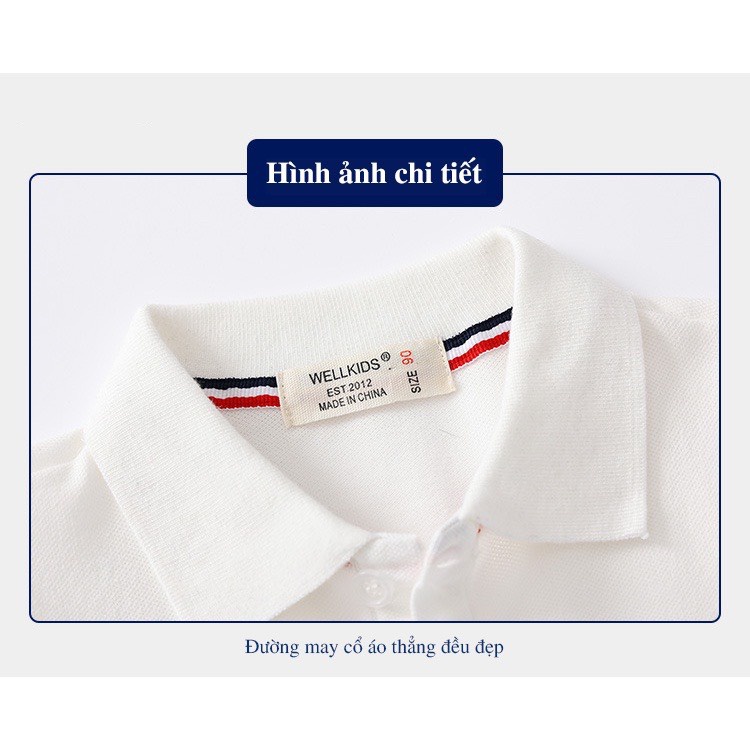 Áo Polo bé trai WELLKIDS  áo có cổ cho bé họa tiết đáng yêu QATE 605