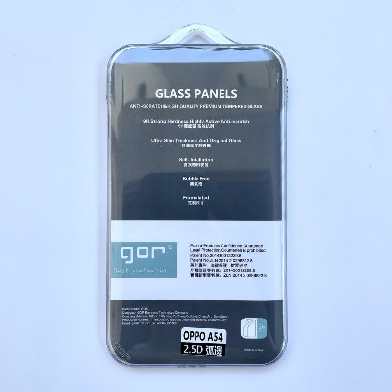 Miếng dán kính cường lực thương hiệu Gor cho Oppo A54 bộ 2 miếng dán+ phụ kiện dán