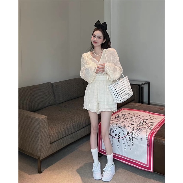 ✨💕Set áo tay dài quần short vải thoáng mát