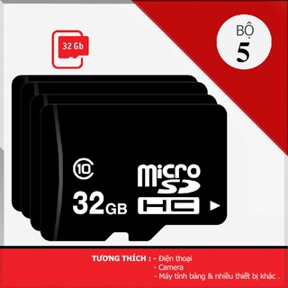 Bộ 5 thẻ nhớ 32gb micro sdhc oem class 10 - bảo hành 12 tháng đổi mới