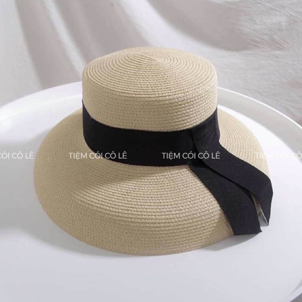Nón chuông đai đen bản lớn, mũ cói đi biển xinh xắn, sang chảnh - Tiệm Cói Cô Lê