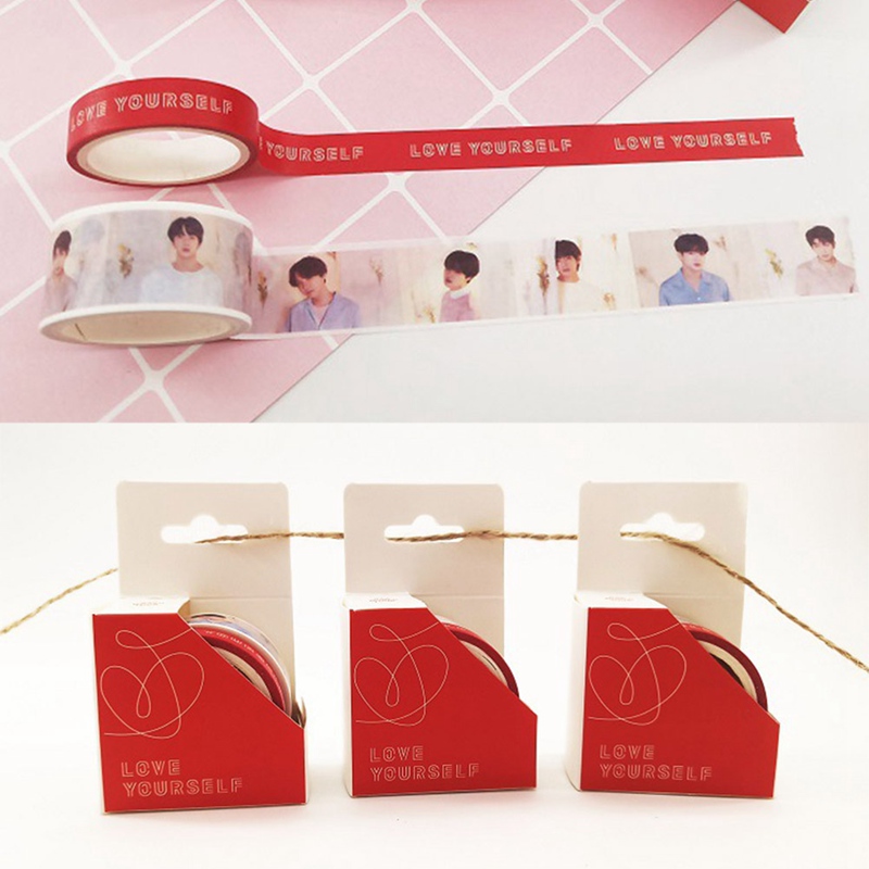 NEW Cuộn Băng Dính Washi In Hình Nhóm Nhạc Bts Đáng Yêu