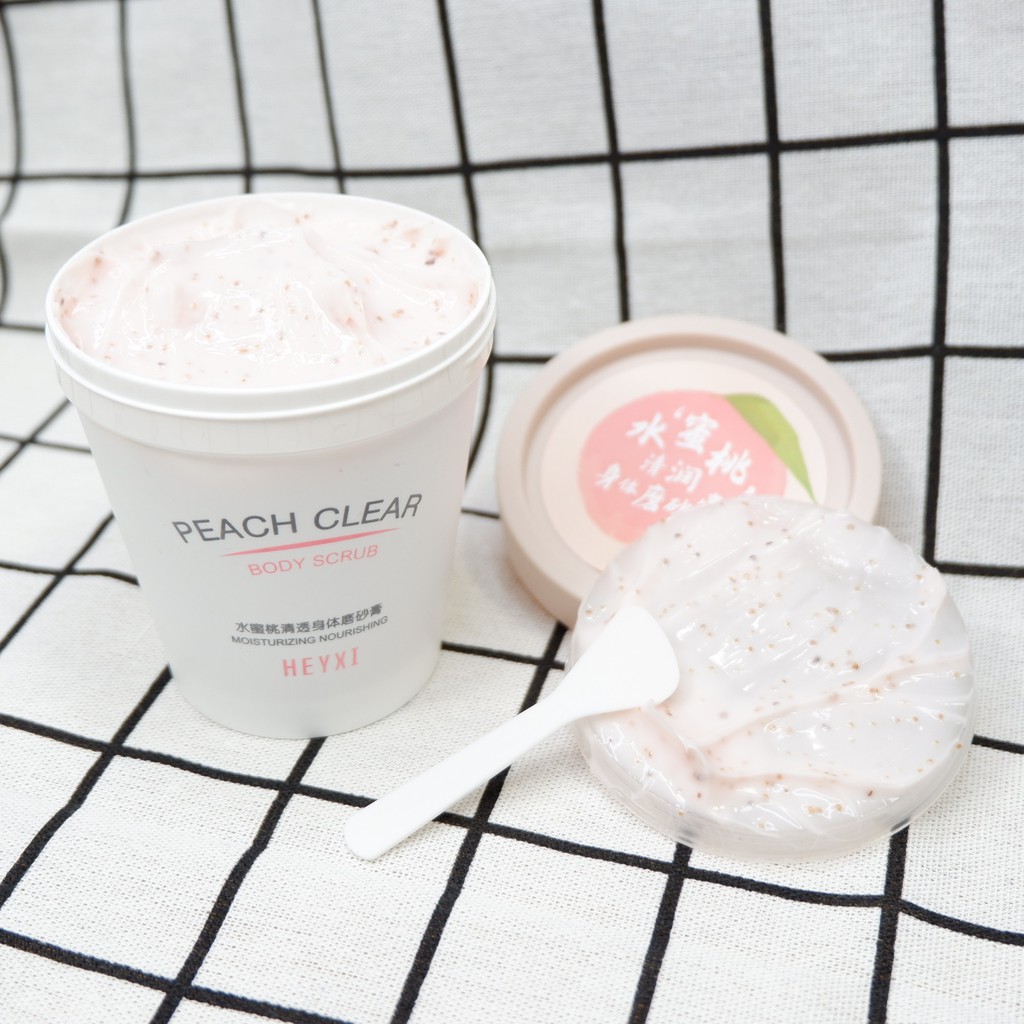 Kem Tẩy Tế Bào Chết Body hương Đào Peach HEYXI giúp da trắng hồng, cải thiện làn da 200ml NPP Shoptido Peach Body Scrubs