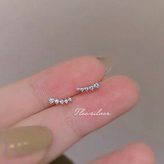 Khuyên tai bạc nữ TLEE sao băng nạm đa lấp lánh TleeJewelry B0100