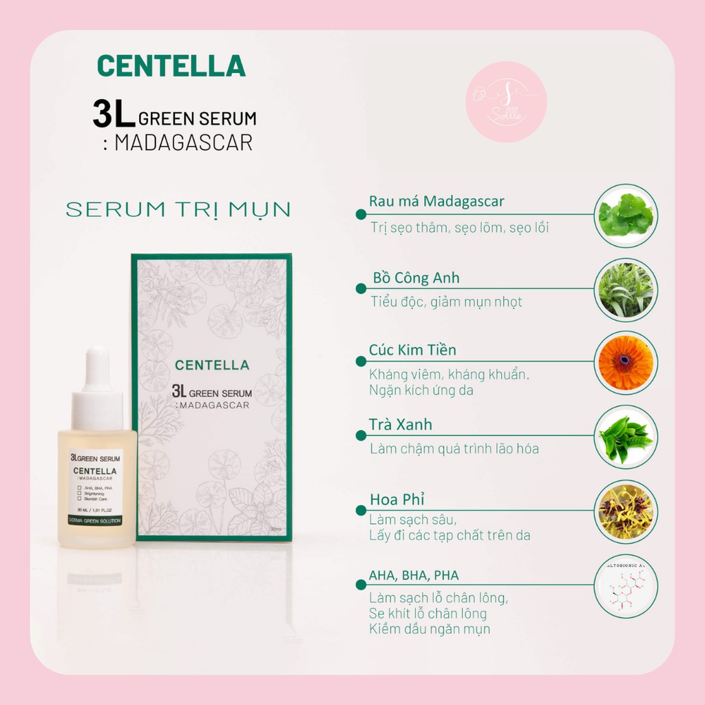 Serum rau má Madagascar 3L Centella, 3L Green Serum Hàn Quốc