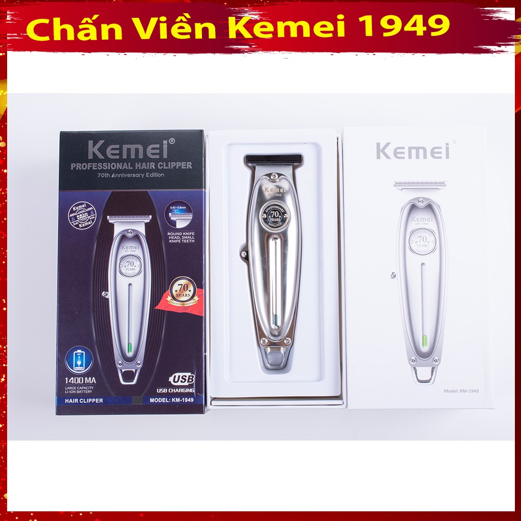 Tông Đơ Kemei 1949  Đẩy Chân Cạo Trọc Trắng Sạch - Bảo Hành 6 Tháng
