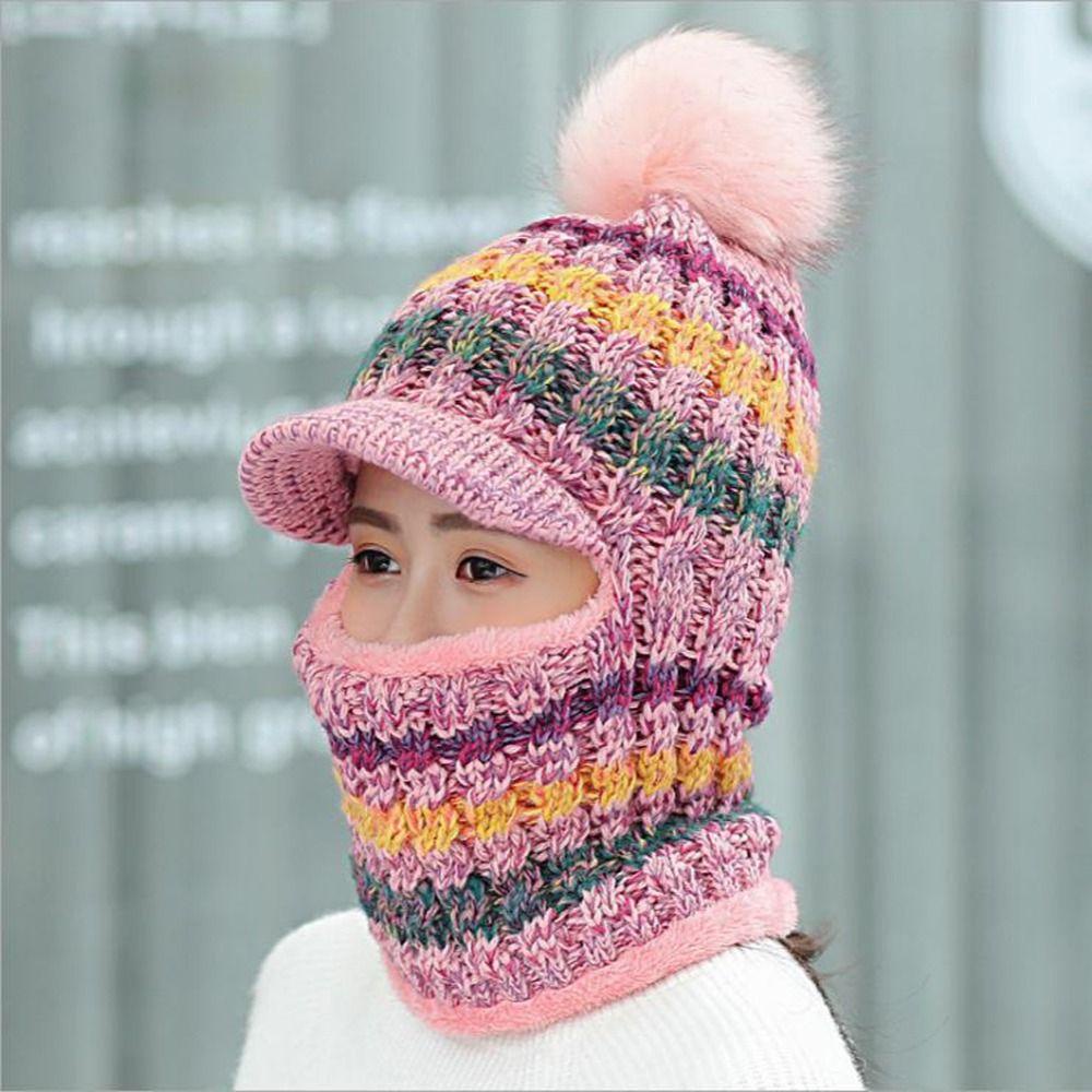 Khăn Choàng Cổ Dệt Kim Kẻ Sọc Dày Dặn Thời Trang Mùa Đông Cho Nữ