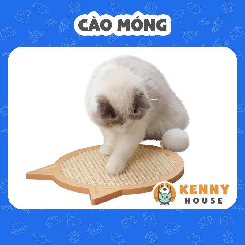 Bàn cào móng tai mèo xinh xắn, có quả bông, có thể treo - Dụng cụ cào móng cho mèo