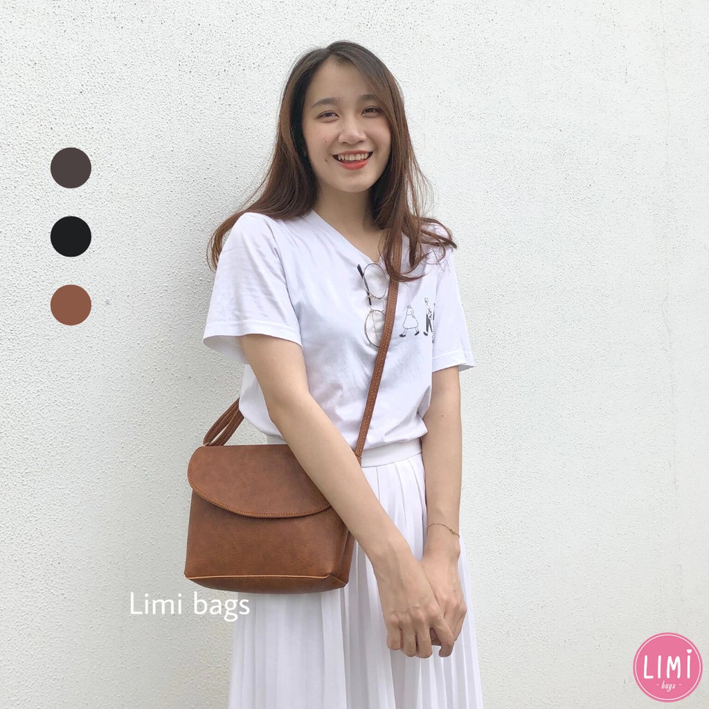 Túi da đeo chéo nữ dáng hộp thư mini đi chơi cute vintage Hàn Quốc CUL limi bags