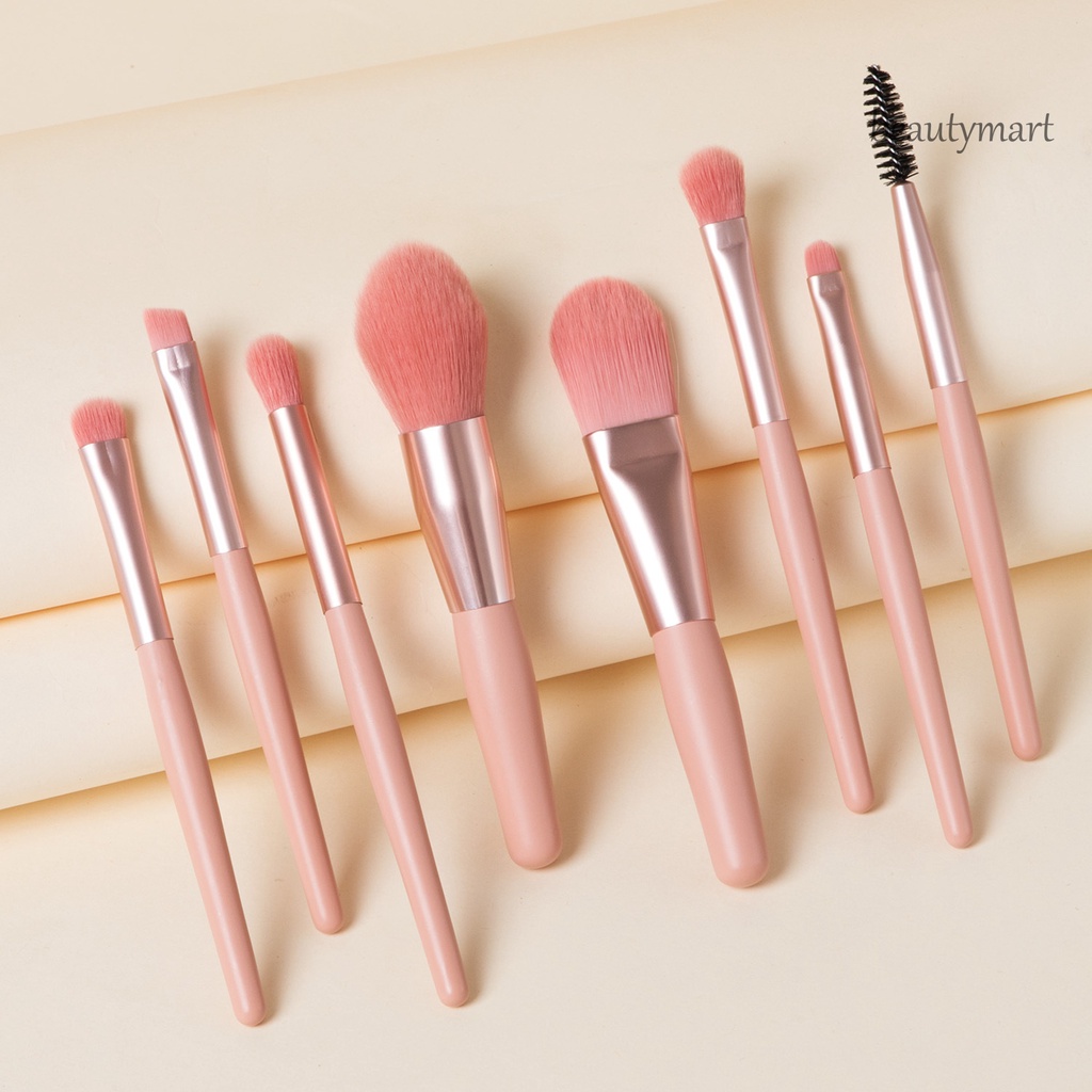 [Hàng mới về] Set 8 Cọ Trang Điểm Cán Gỗ Lông Mềm Tiện Lợi