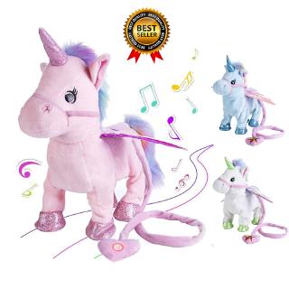 Electric Walking Unicorn Plush Toy Stuffed Animal Pet Toys With Sound Baby Kids Bir