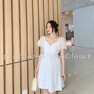 đầm xoè phối lưới