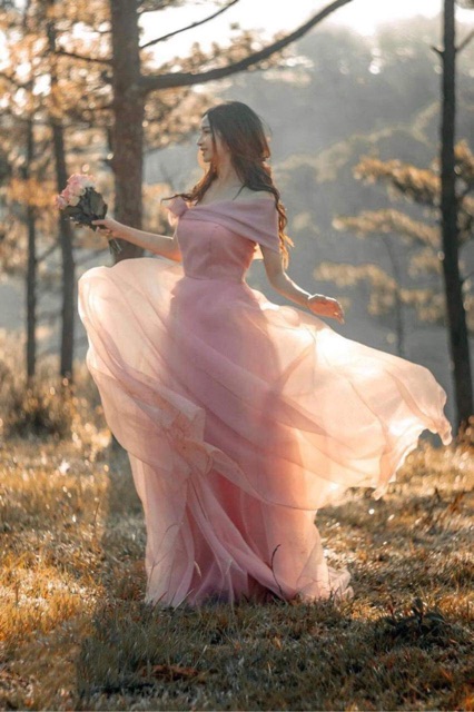 KÈM ẢNH/VIDEO THẬT - Đầm Maxi xoè bẹt vai kết hoa nổi SANG TRỌNG -MS30Y- Size M/L đến 57kg | BigBuy360 - bigbuy360.vn