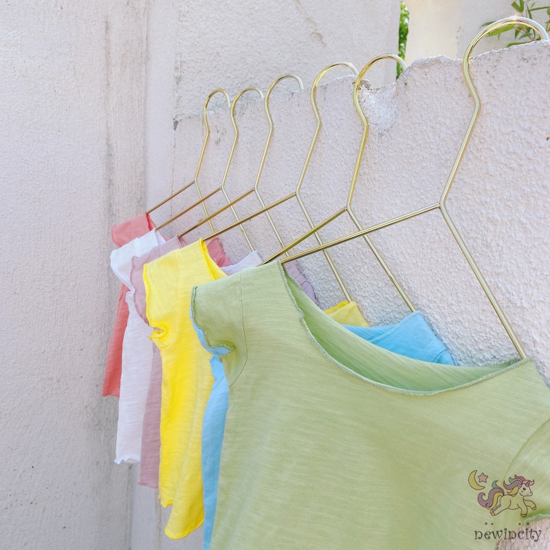 Áo Thun Tay Ngắn Bằng Cotton Thời Trang Mùa Hè Phong Cách Hàn Quốc Dành Cho Trẻ Em