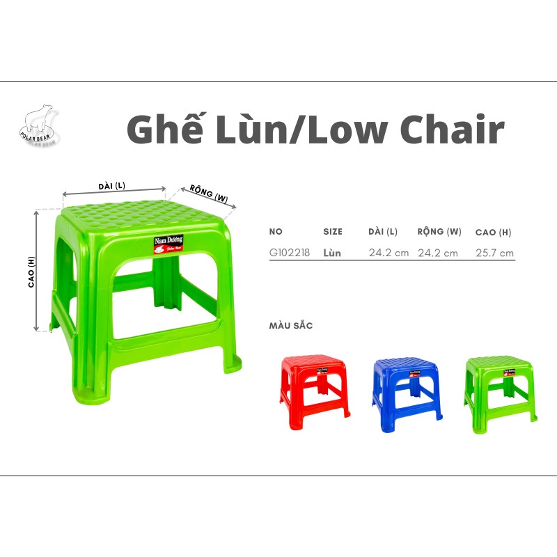 Ghế lùn vuông nhựa chính hãng Nam Dương