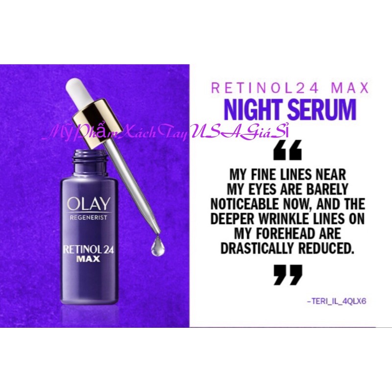 [Hàng Mỹ]Tinh Chất Serum Dưỡng Da Ban Đêm Olay Retinol 24 Max Night Serum 40ml