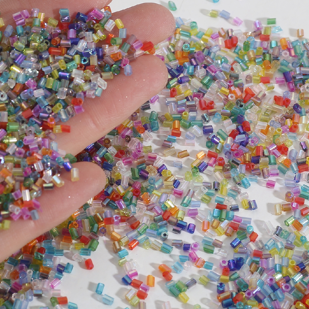 Túi 700 hạt thủy tinh hình trụ 2mm dùng làm trang sức thủ công diy