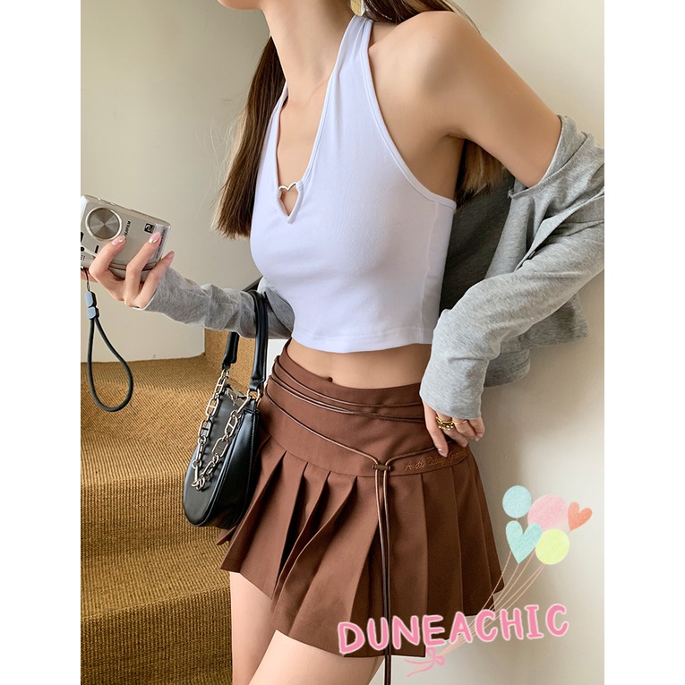 DUNEA Áo Hai Dây Họa Tiết Trái Tim Kim Loại Quyến Rũ Cho Nữ DUNEA709