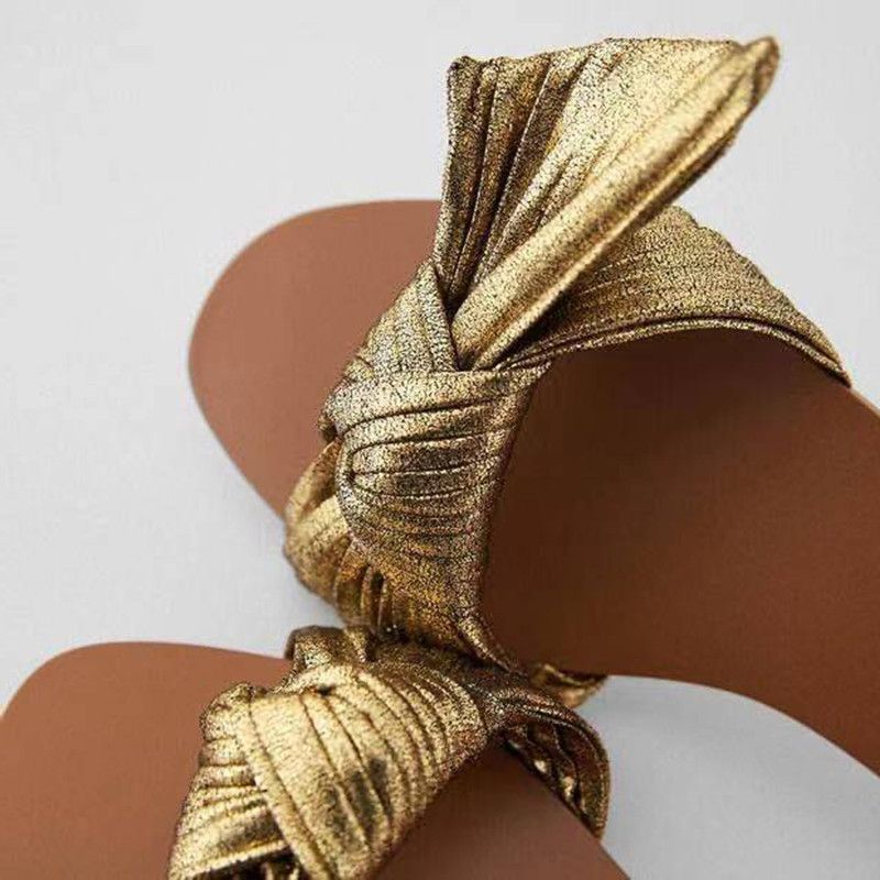 Zara Dép bệt đính nơ nhũ