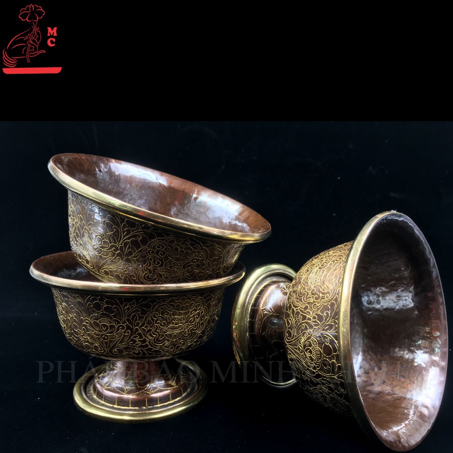 CHÉN CÚNG CÓ CHÂN ĐỒNG NEPAL 4&quot; - VẼ VÀNG | CHIẾC