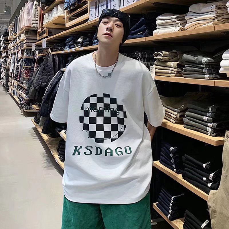 Áo Thun Tay Ngắn Dáng Rộng In Chữ Phong Cách Hồng Kông Thời Trang Mùa Hè Thoải Mái Cho Nam Và Nữ