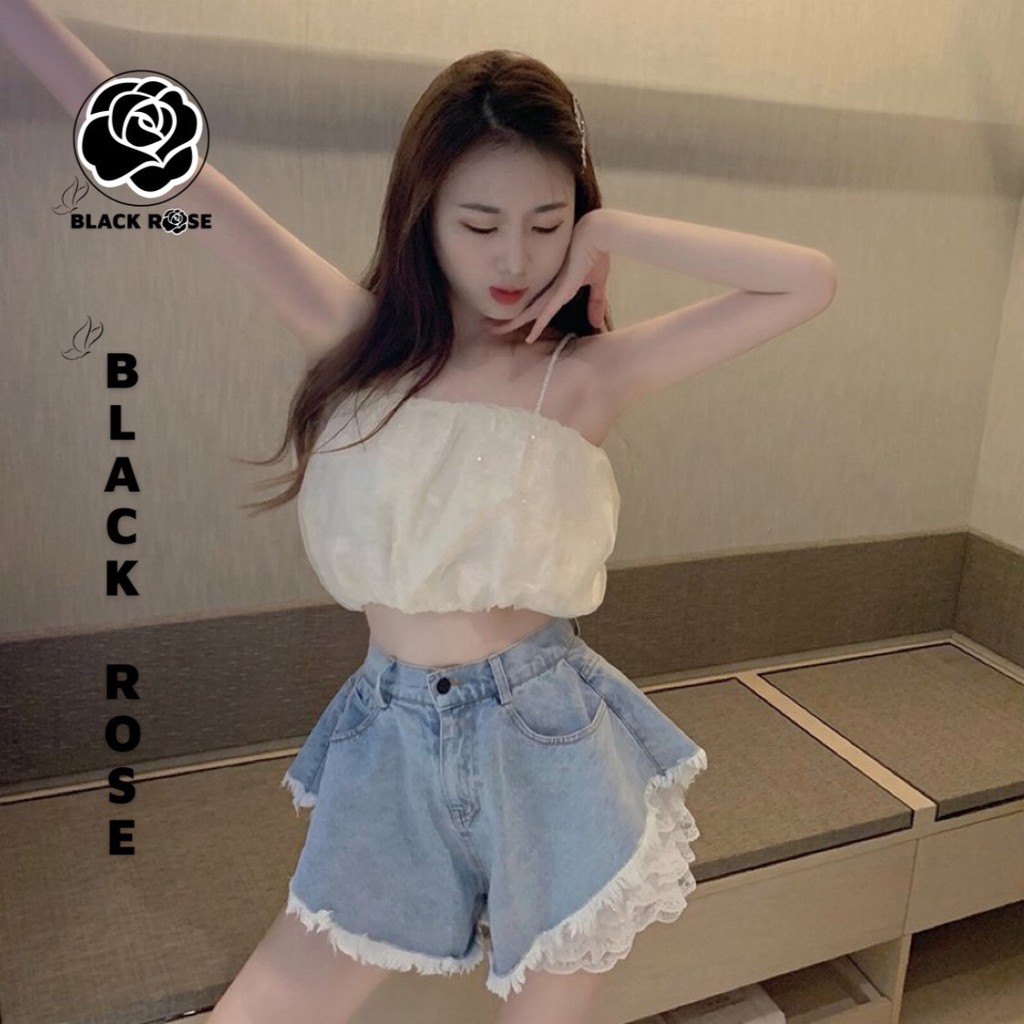 Quần Áo Kiểu Nữ Đùi Jeans Đẹp Lưng Cao BLACK ROSE Quần Đùi Jean Bò Rin Cao Cấp Mẫu Hot Trend Mùa Hè 2021 -TẤM BOUTIQUE