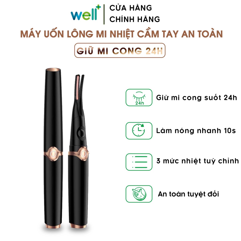 Máy Uốn Lông Mi Bằng Nhiệt Wellplus Cầm Tay An Toàn Giữ Mi Cong Tự Nhiên Trong 24h