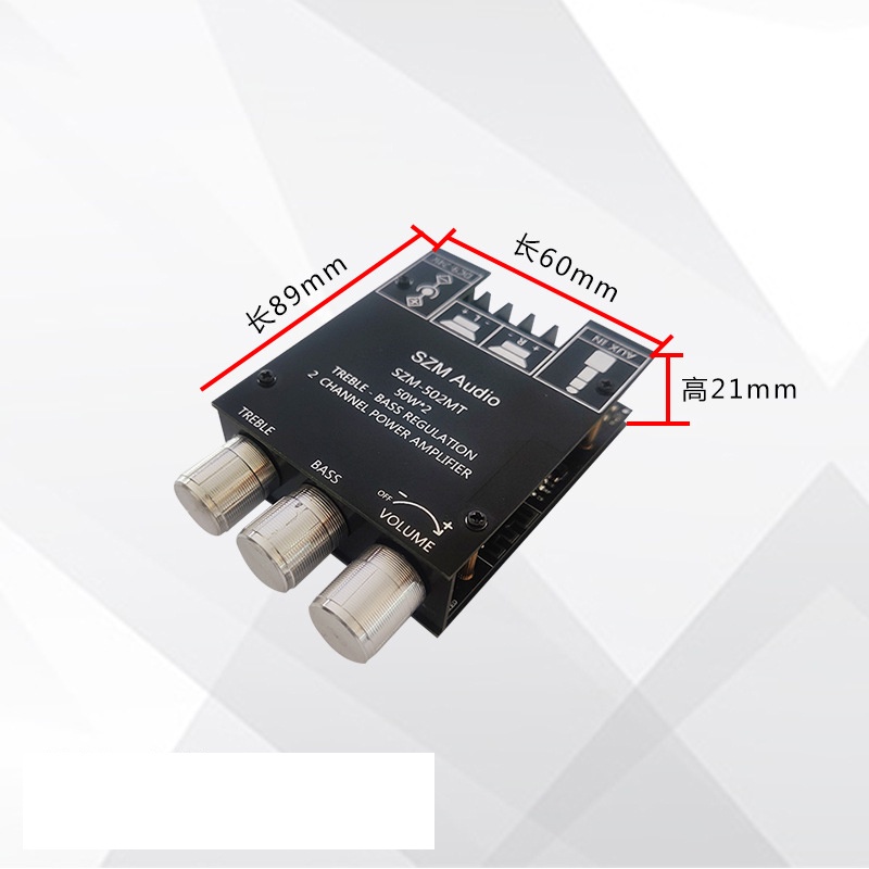 Bộ khuếch đại công suất mô-đun bluetooth trên ô tô 2.0 kênh đôi điều chỉnh âm trầm bo mạch khuếch đại công suất 50w * 2
