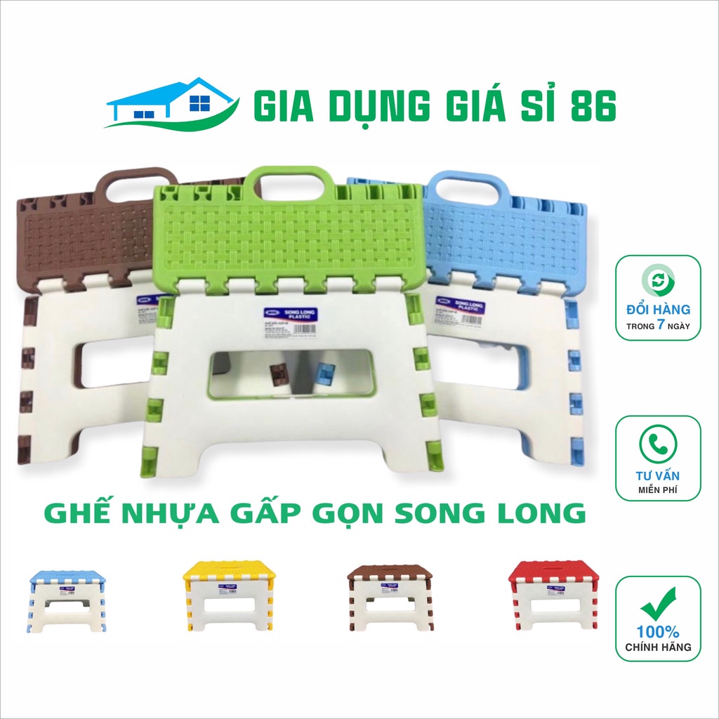 Ghế gấp gọn nhựa song long Chất liệu nhựa PP, bền bỉ