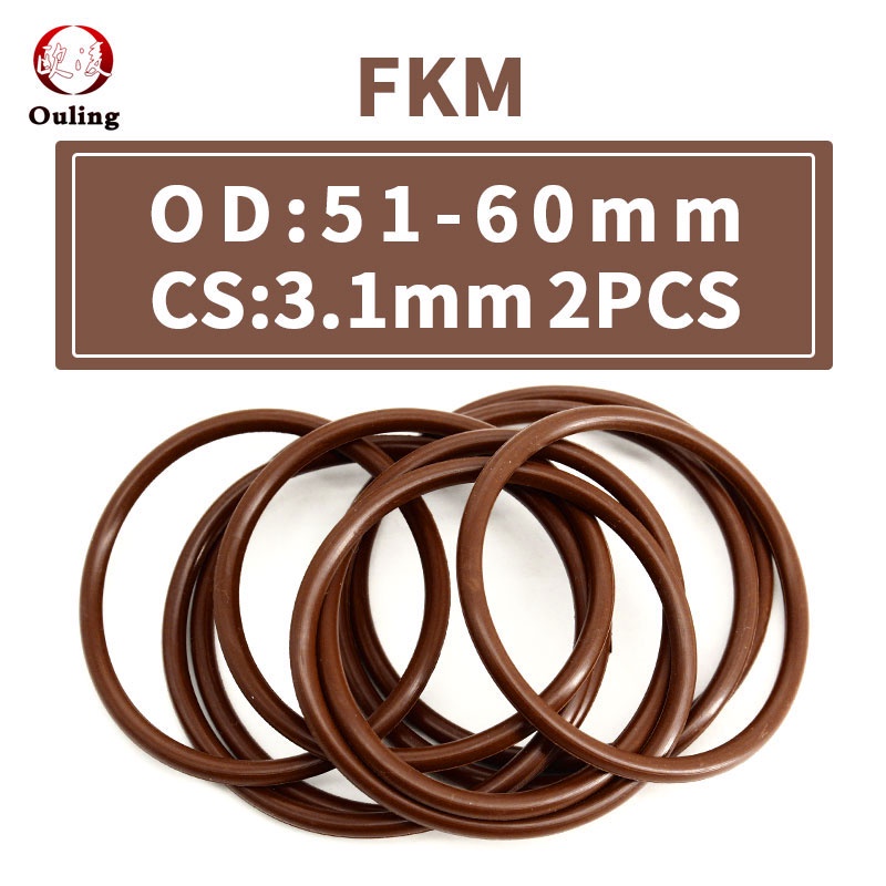 2 CÁI / Lô Vòng đệm cao su Flo Màu nâu FKM O Vòng đệm CS 3,1mm OD51 / 52/53/54/55/56/57/58/60 * 3,1mm Vòng đệm cao su hình chữ O Chịu dầu, chịu mài mòn, chịu áp lực -độ bền, chống lão hóa và nhiệt độ cao