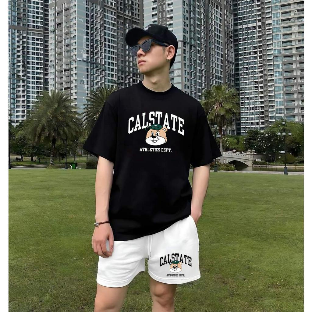 Bộ Thể Thao Hè Tay Ngắn CALISSTE Mặt Cún Siêu Cá Tính, Chất Liệu Cotton Khô Hot Trend Hè 2023