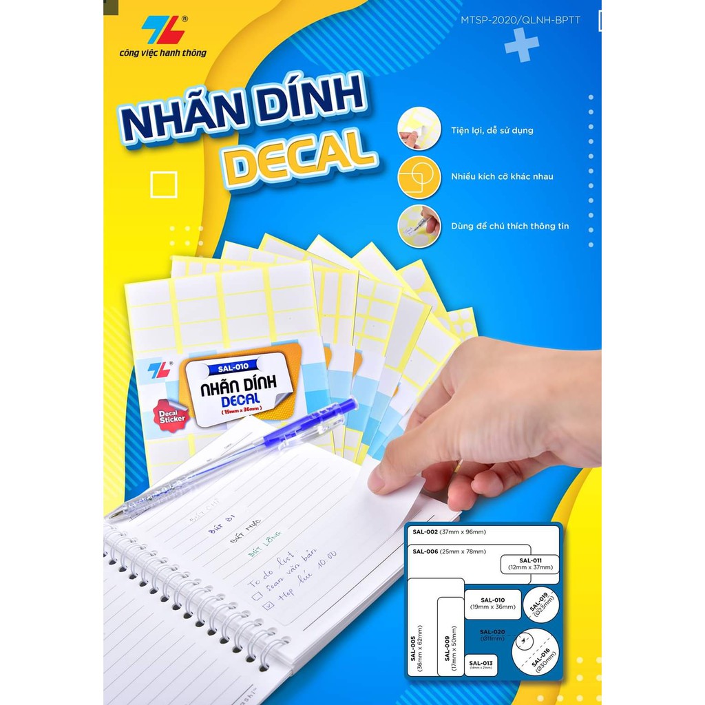 [SẢN PHẨM MỚI] NHÃN DÍNH DECAL THIÊN LONG - VỚI CHẤT KEO SIÊU DÍNH 3M (NHIỀU KÍCH CỠ)