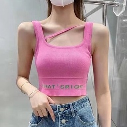 Áo Dệt Kim Hai Dây Dáng Ngắn Phối Nút Thời Trang Cho Nữ