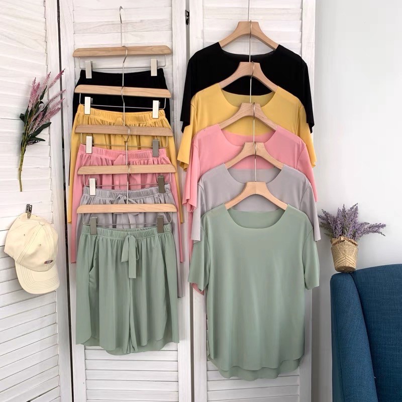 Bộ ở nhà nữ mùa hè 2021 bộ thun lạnh cotton vải đúc su không đường may hàn quốc - shopbelinh | BigBuy360 - bigbuy360.vn