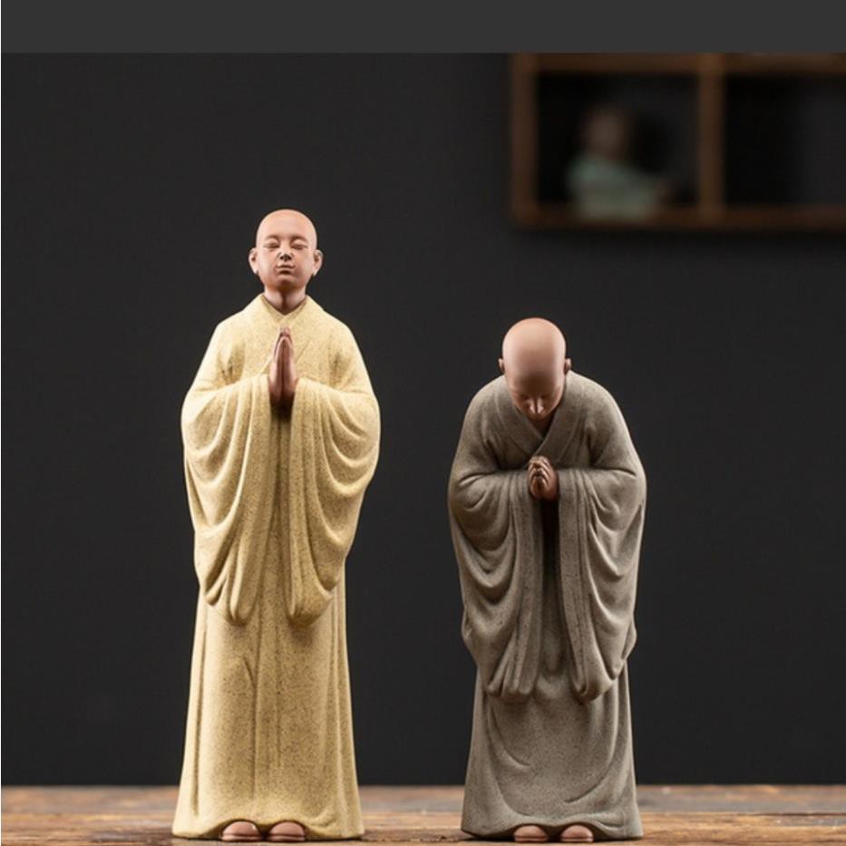 Tượng gốm Tăng nhân Nhà sư bái phật- Tượng Tu sĩ thành tâm hướng phật
