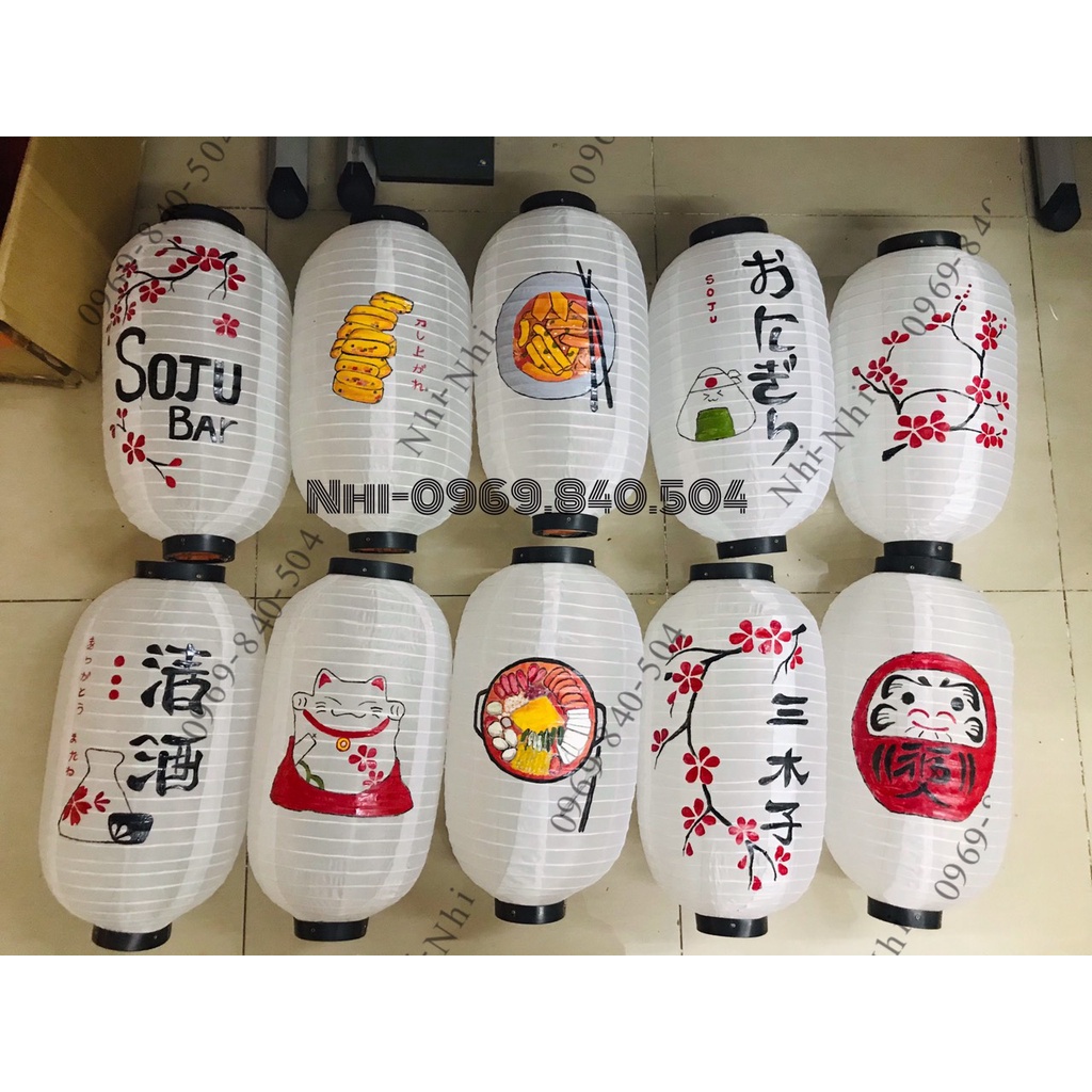 Siêu hời-combo 2 cái  Lồng đèn vẽ họa tiết Nhật- Phong cách lễ hội Nhật Bản