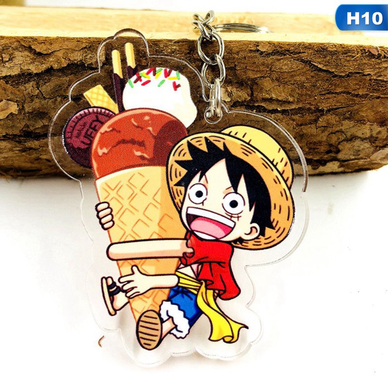 Móc khóa acrylic hai mặt hình hoạt hình One Piece xinh xắn