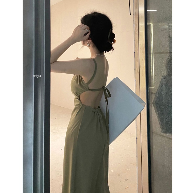 (ORDER- od qua fb) VÁY HAI DÂY DÁNG DÀI CUT OUT LƯNG GỢI CẢM