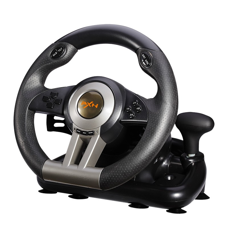 Vô lăng chơi game PXN V3II Pro Racing Wheel cho PC / Playstation 4 ( Quay 180 độ , có rung , có cần số , 6 Platform...)