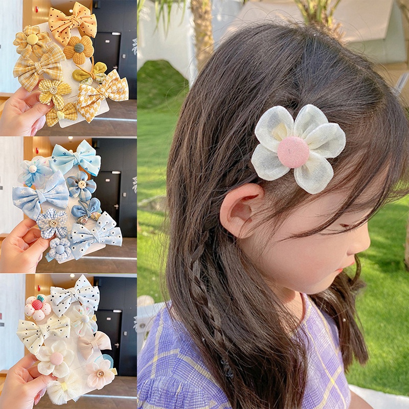 Set 8 Kẹp Tóc Hình Hoa Dễ Thương Cho Bé Gái