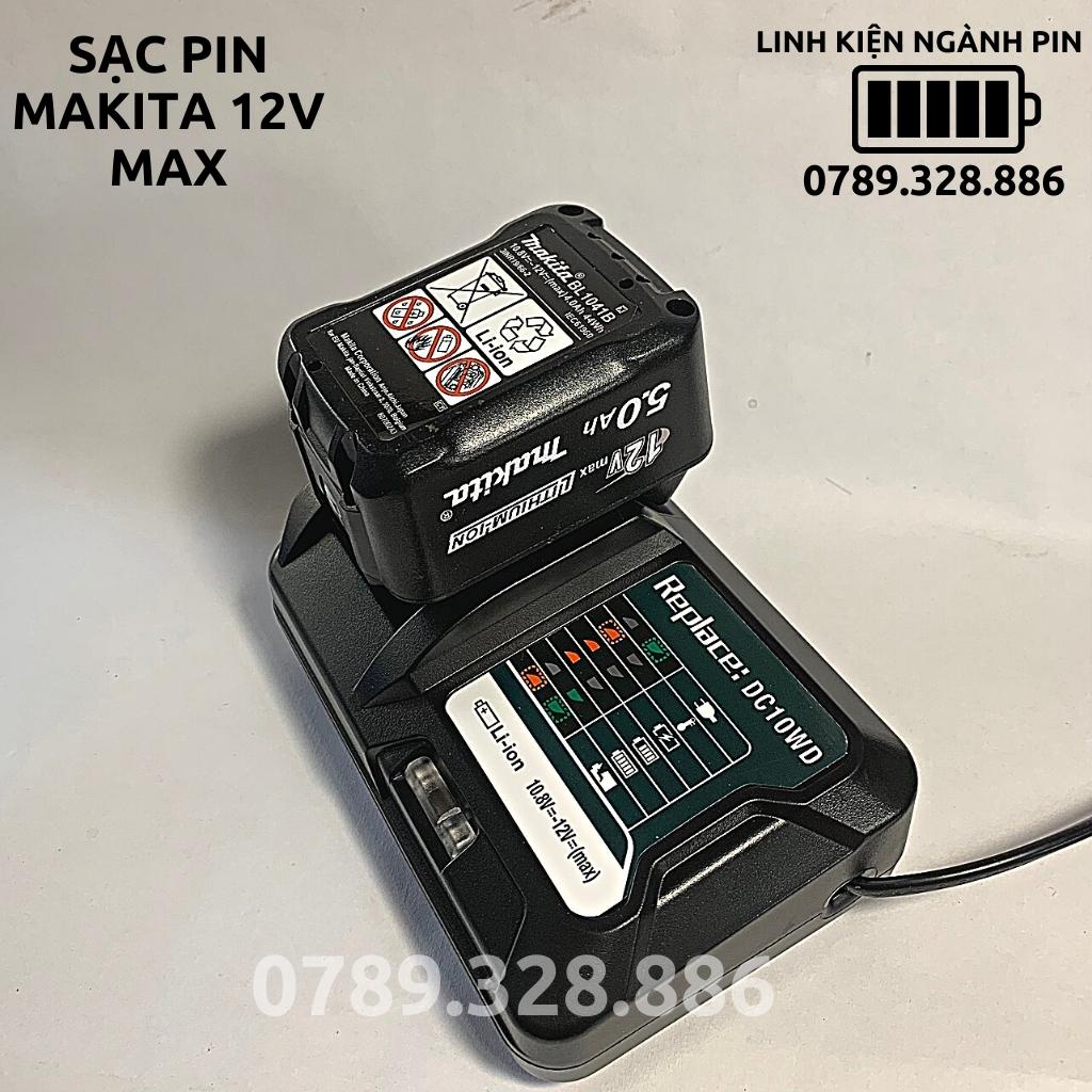 Sạc pin Makita 12v max Li-ion trượt, sạc được pin hãng và pin đóng mới