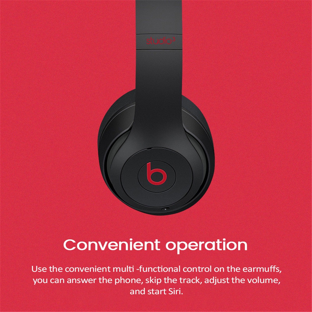 Tai nghe không dây Beats Studio3 Bluetooth Bass khử tiếng ồn Tai nghe thể thao âm nhạc di động có thể gập lại ở chế độ chờ lâu có Mic