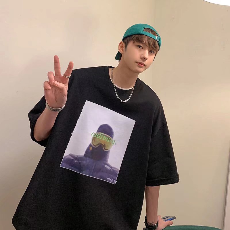 Áo Thun Tay Ngắn Dáng Rộng In Họa Tiết Hoạt Hình Phong Cách Hip Hop Hàn Quốc Thời Trang Mùa Hè Cho Nam