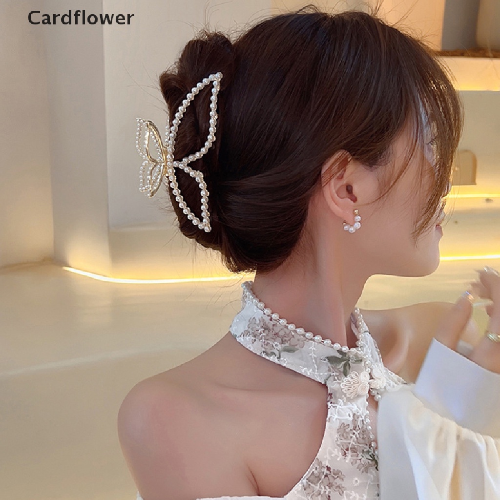 Kẹp Tóc Hình Bướm Đính Đá Và Ngọc Trai Thanh Lịch Cho Nữ