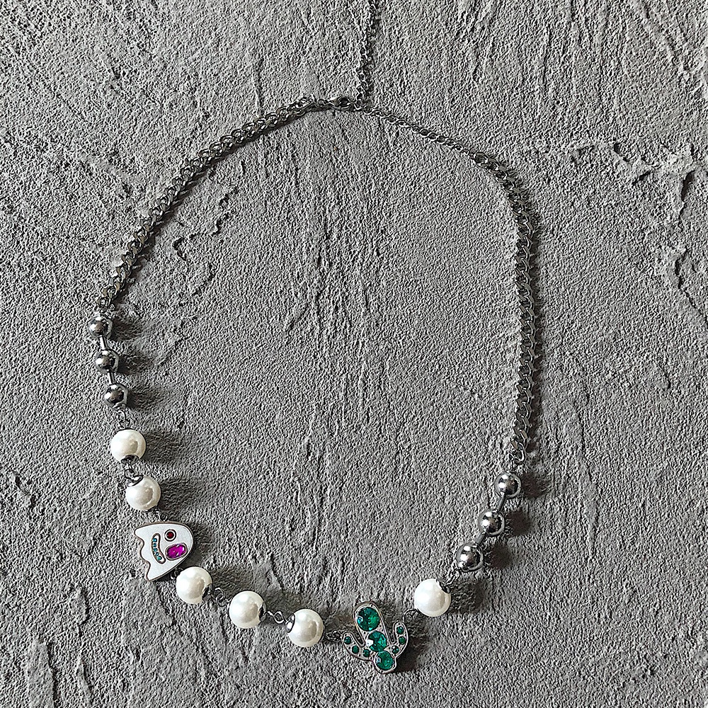 Vòng cổ thép titan mặt hình biểu tượng cảm xúc phong cách Âu Mỹ