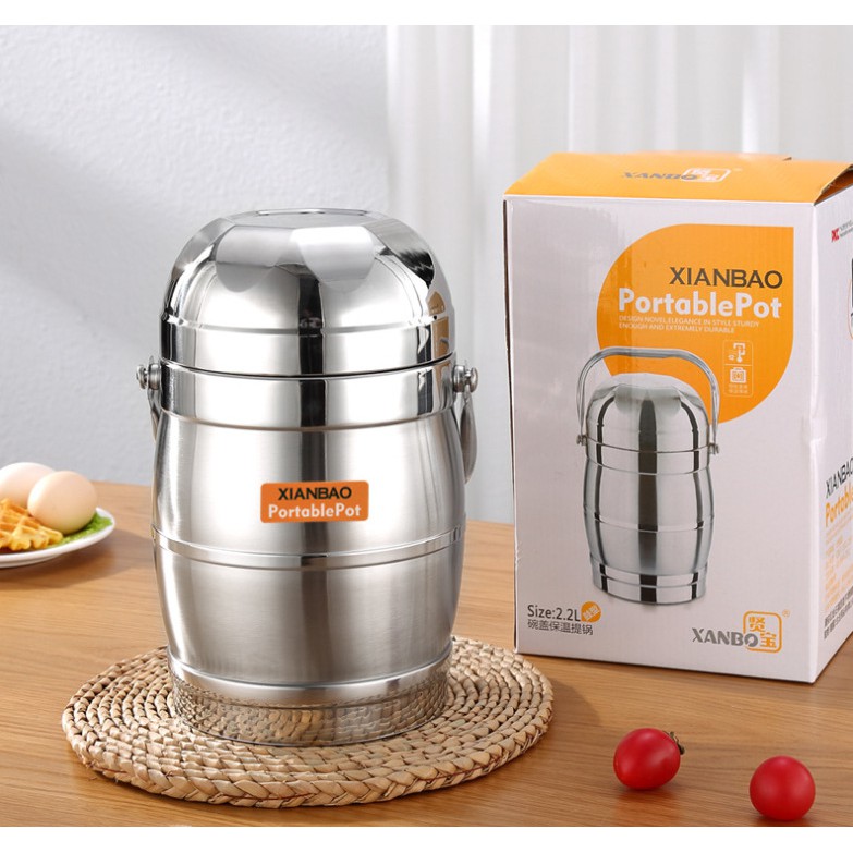 Cặp lồng Inox 304 1,6L XIANBAO Chính Hãng- cặp lồng giữ nhiệt siêu bền