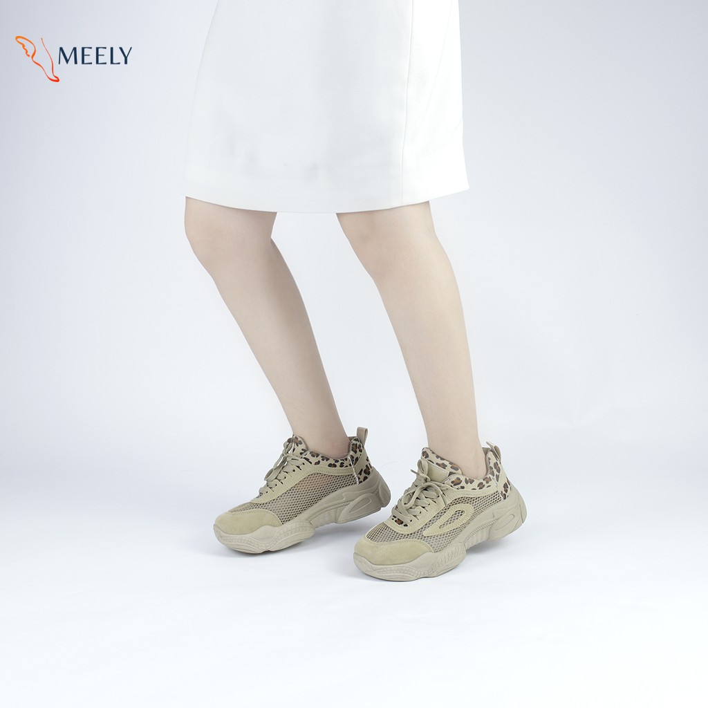 Giày thể thao nữ MEELY ulzzang sneaker đế bằng phối màu da báo BL0099