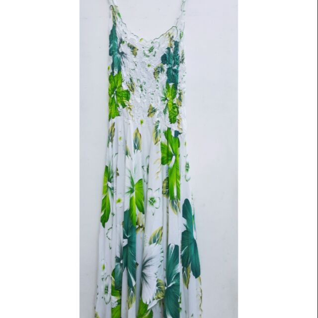 ĐẦM MAXI HOA XANH 2 DÂY