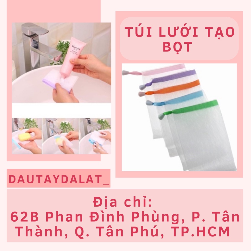 Túi Lưới Đựng Xà Phòng Tạo Bọt, Túi Lưới Tạo Bọt Xà Phòng Có Dây Rút 15x9