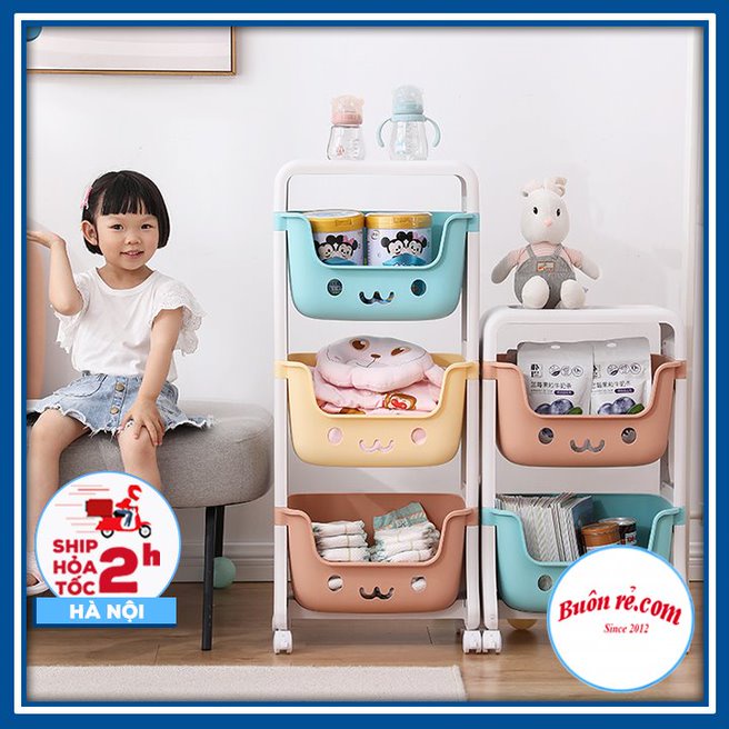 Kệ GẤU HOKORI Việt Nhật (MS:5576) đựng đồ đa năng - Kệ Nhựa Hokori 2,3 tầng có bánh xe di chuyển tiện lợi 01515